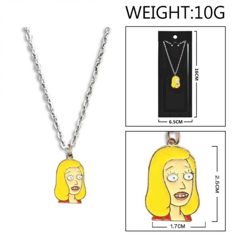 Rick and Morty Anime peripheral colorful drip oil alloy necklace price for 5 pcs