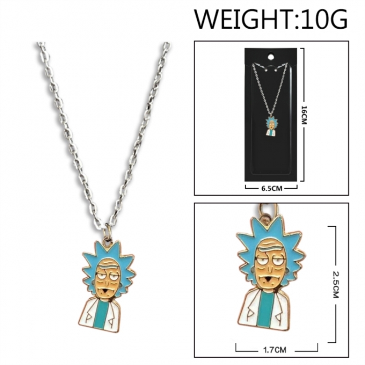 Rick and Morty Anime peripheral colorful drip oil alloy necklace price for 5 pcs