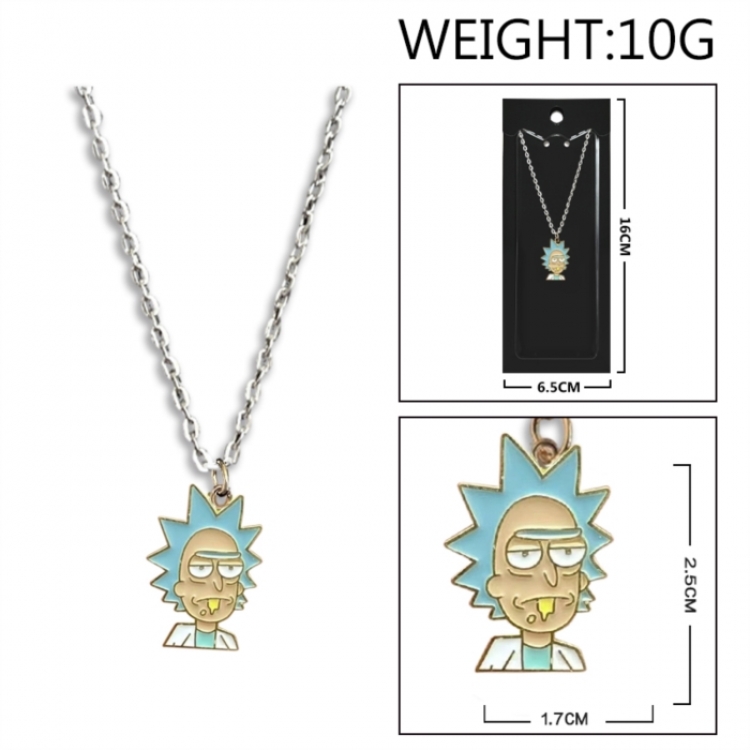 Rick and Morty Anime peripheral colorful drip oil alloy necklace price for 5 pcs