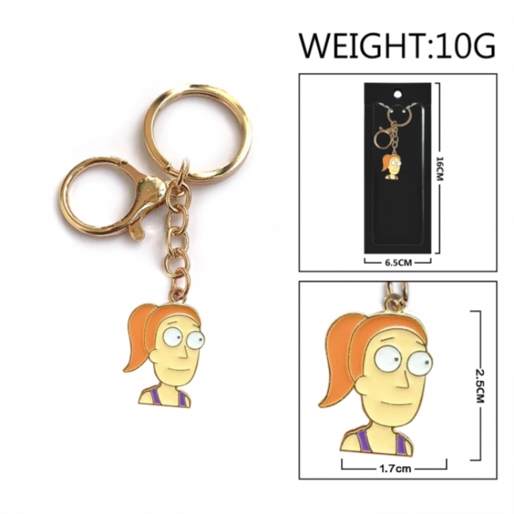 Rick and Morty Anime peripheral colorful drip oil alloy keychain pendant price for 5 pcs