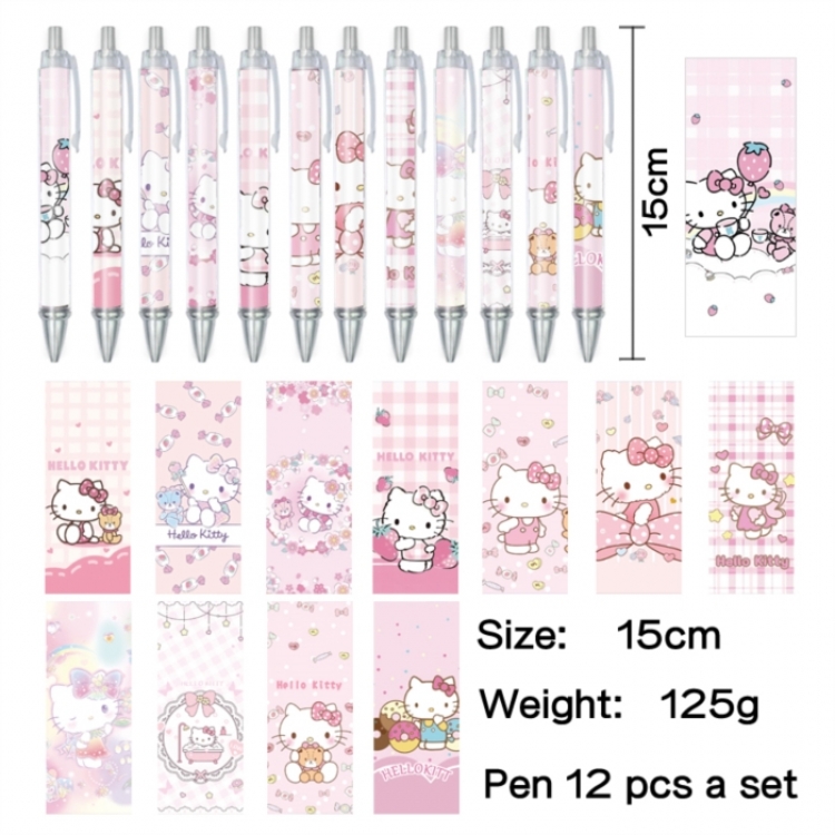 HelloKitty Anime peripheral student color picture ballpoint pen neutral pen 15cm a set of 12