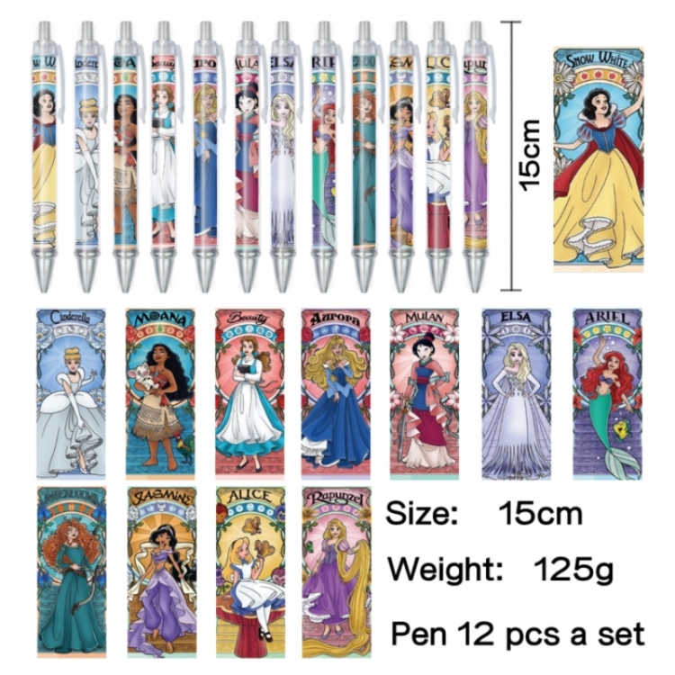 Disney Anime peripheral student color picture ballpoint pen neutral pen 15cm a set of 12