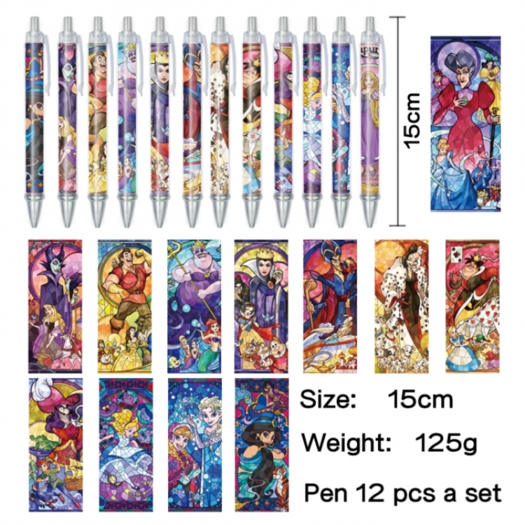 Disney Anime peripheral student color picture ballpoint pen neutral pen 15cm a set of 12