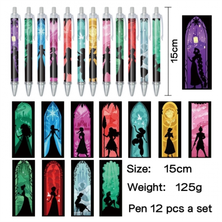 Disney Anime peripheral student color picture ballpoint pen neutral pen 15cm a set of 12