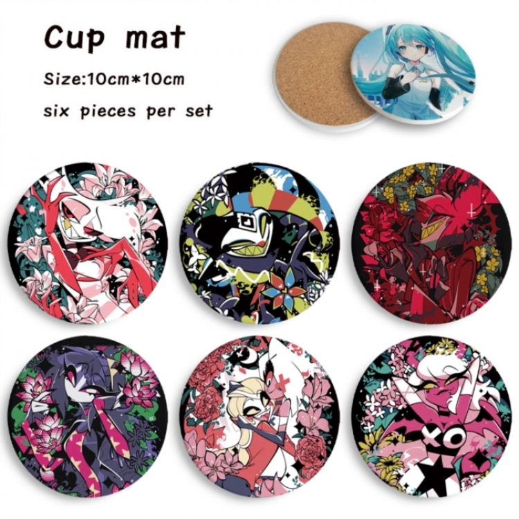 Hazbin Hotel Anime ceramic water absorbing and heat-insulating coaster 10x10cm a set of 6