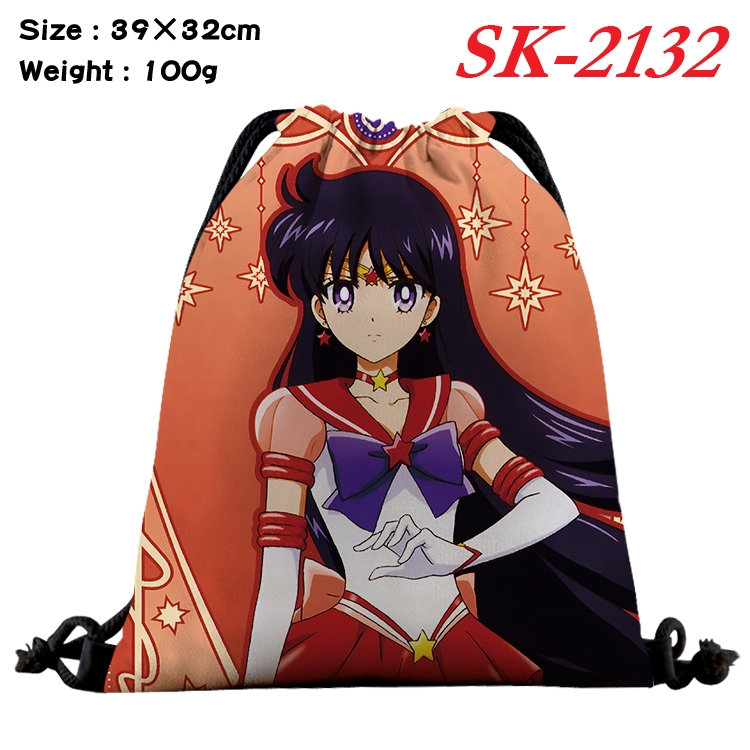 sailormoon cartoon Waterproof Nylon Full Color Drawstring Pocket 39x32cm 