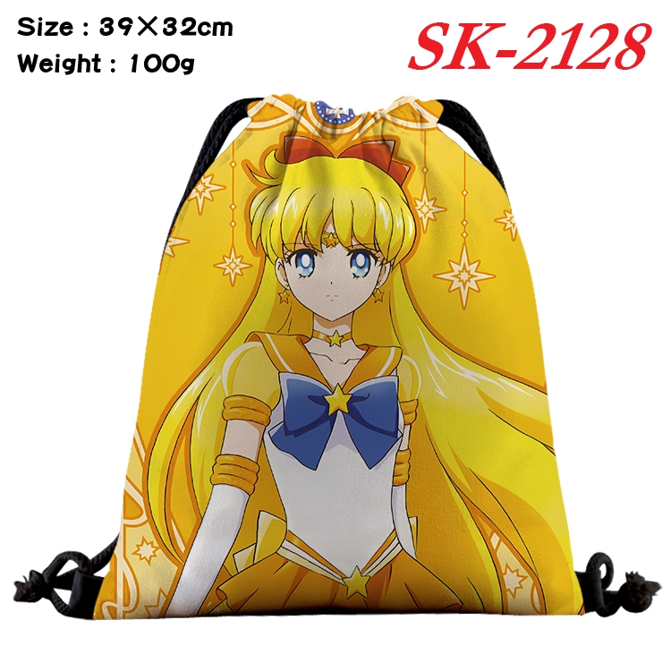 sailormoon cartoon Waterproof Nylon Full Color Drawstring Pocket 39x32cm 