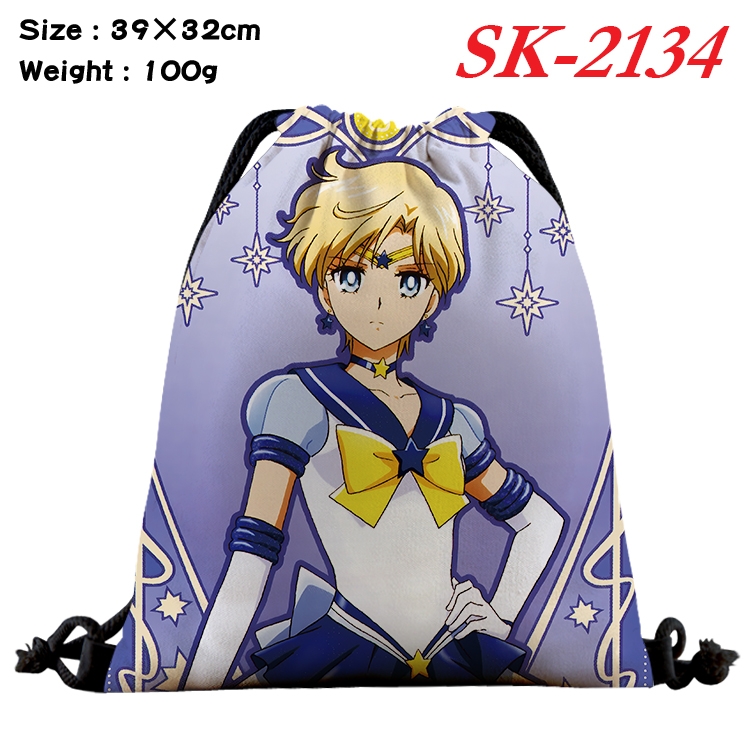 sailormoon cartoon Waterproof Nylon Full Color Drawstring Pocket 39x32cm 