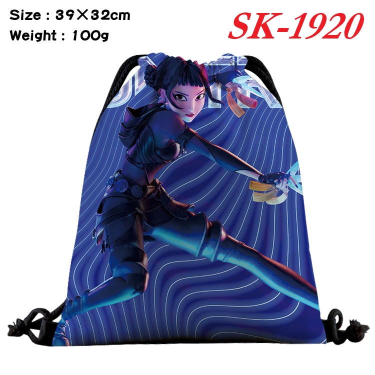 K-Pop:Demon Hunters cartoon Waterproof Nylon Full Color Drawstring Pocket 39x32cm 