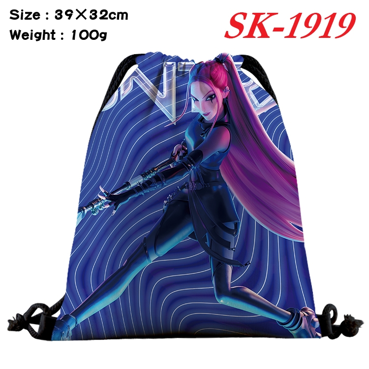 K-Pop:Demon Hunters cartoon Waterproof Nylon Full Color Drawstring Pocket 39x32cm 