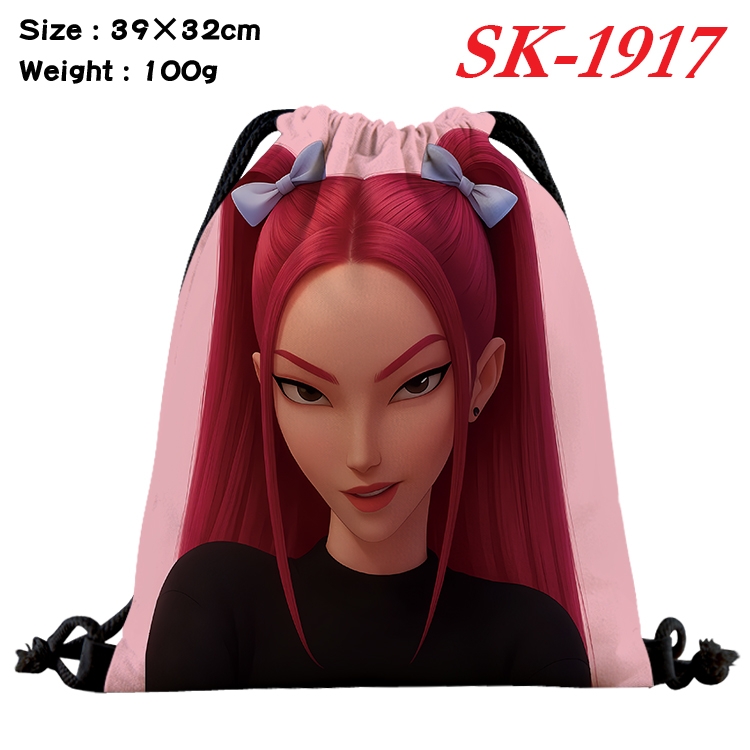 K-Pop:Demon Hunters cartoon Waterproof Nylon Full Color Drawstring Pocket 39x32cm 