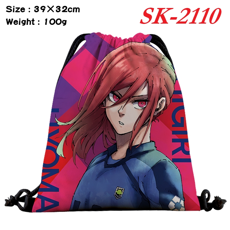 BLUE LOCK cartoon Waterproof Nylon Full Color Drawstring Pocket 39x32cm 