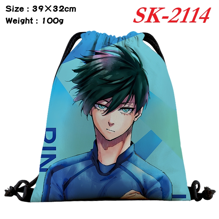 BLUE LOCK cartoon Waterproof Nylon Full Color Drawstring Pocket 39x32cm 