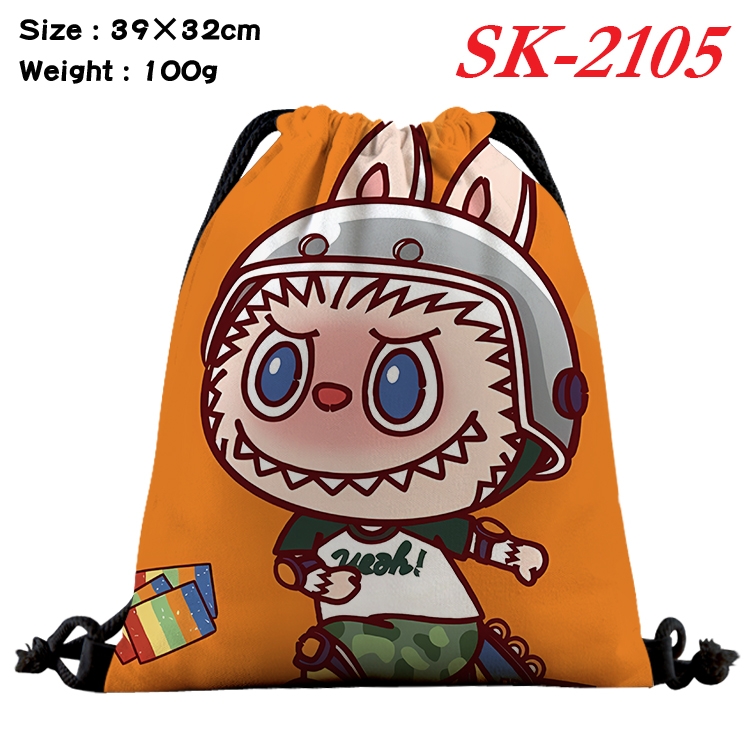 Labubu cartoon Waterproof Nylon Full Color Drawstring Pocket 39x32cm 