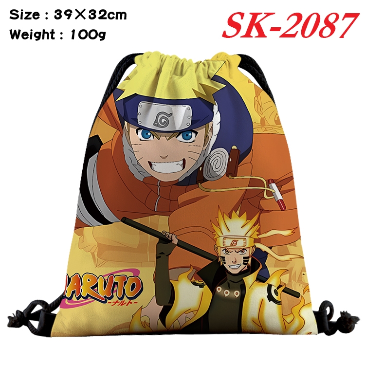 Naruto cartoon Waterproof Nylon Full Color Drawstring Pocket 39x32cm 