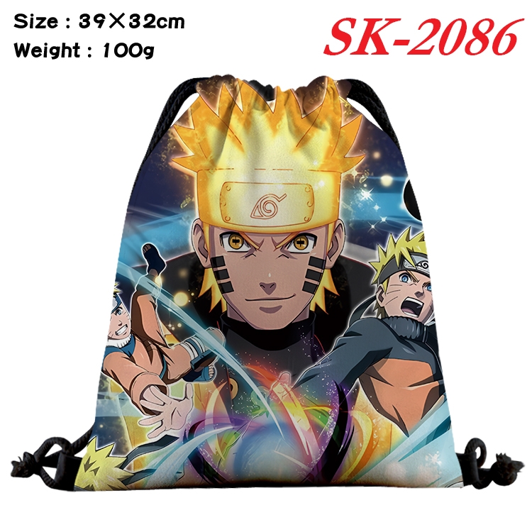 Naruto cartoon Waterproof Nylon Full Color Drawstring Pocket 39x32cm 