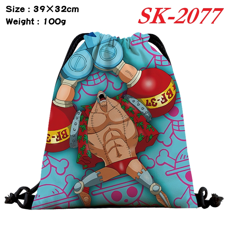 One Piece cartoon Waterproof Nylon Full Color Drawstring Pocket 39x32cm 