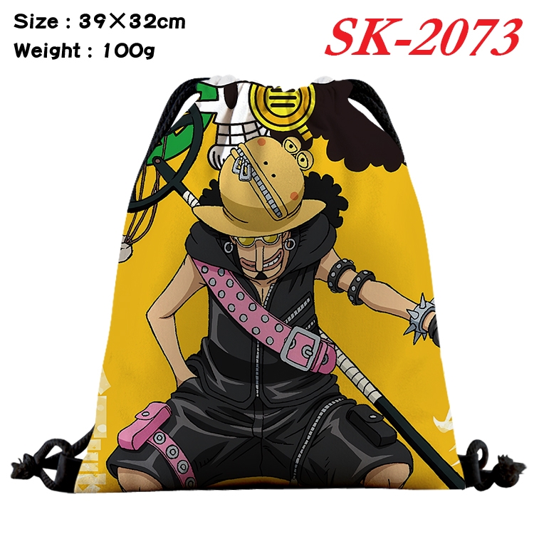 One Piece cartoon Waterproof Nylon Full Color Drawstring Pocket 39x32cm 