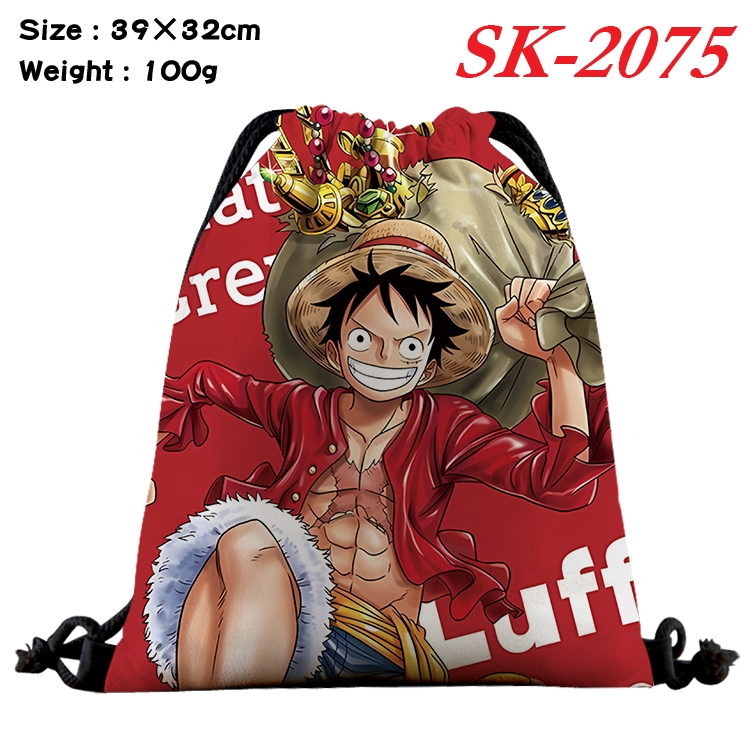 One Piece cartoon Waterproof Nylon Full Color Drawstring Pocket 39x32cm 