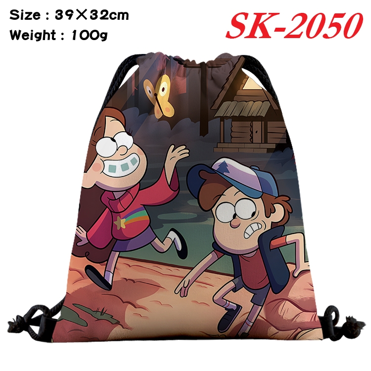 Gravity Falls cartoon Waterproof Nylon Full Color Drawstring Pocket 39x32cm 