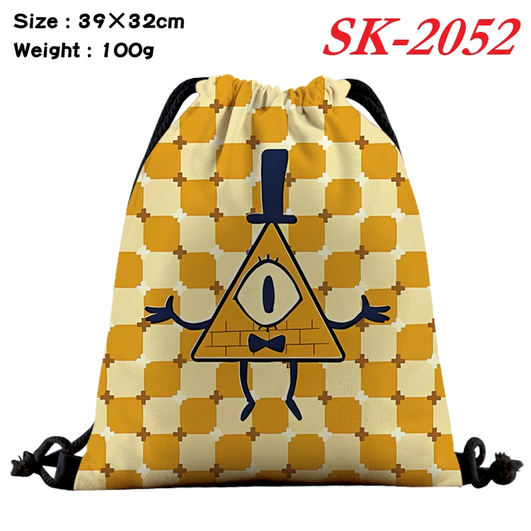 Gravity Falls cartoon Waterproof Nylon Full Color Drawstring Pocket 39x32cm 