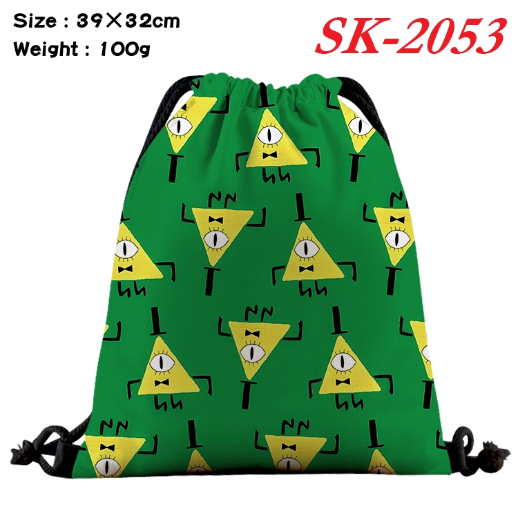 Gravity Falls cartoon Waterproof Nylon Full Color Drawstring Pocket 39x32cm 