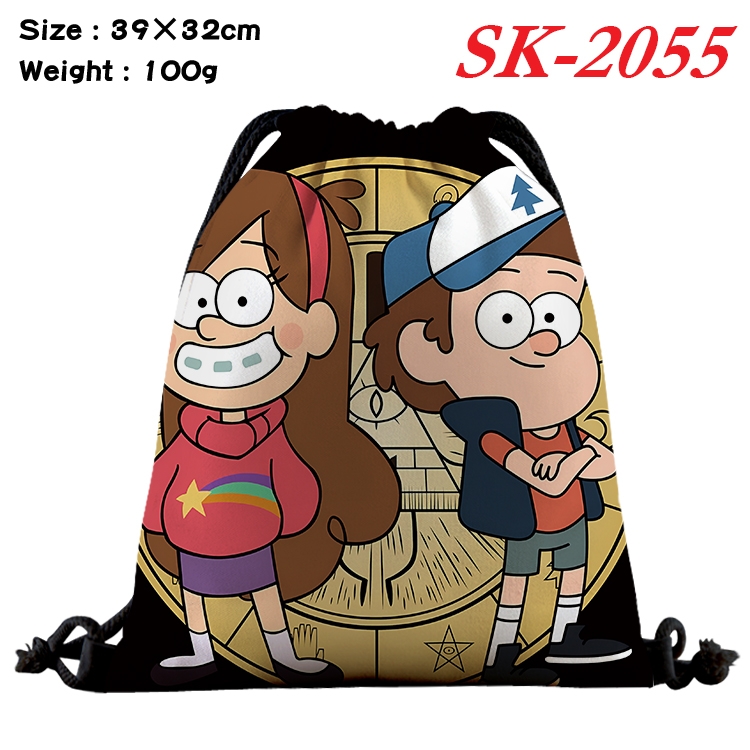 Gravity Falls cartoon Waterproof Nylon Full Color Drawstring Pocket 39x32cm 