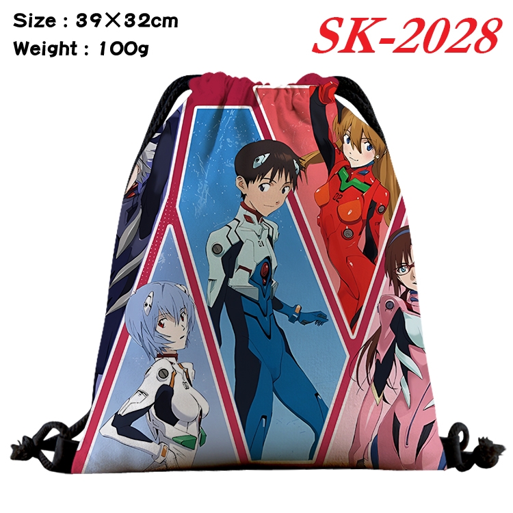 EVA cartoon Waterproof Nylon Full Color Drawstring Pocket 39x32cm 