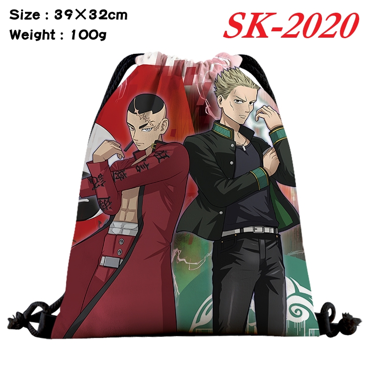 Tokyo Revengers cartoon Waterproof Nylon Full Color Drawstring Pocket 39x32cm 