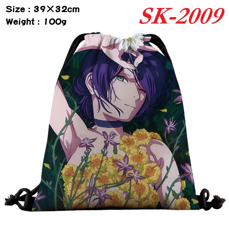 Chainsaw Man cartoon Waterproof Nylon Full Color Drawstring Pocket 39x32cm 
