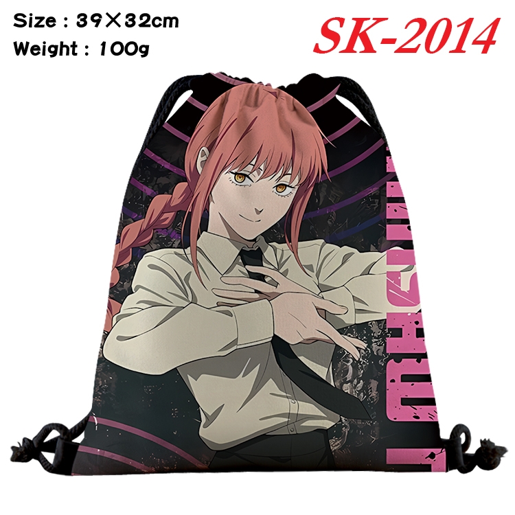 Chainsaw Man cartoon Waterproof Nylon Full Color Drawstring Pocket 39x32cm 