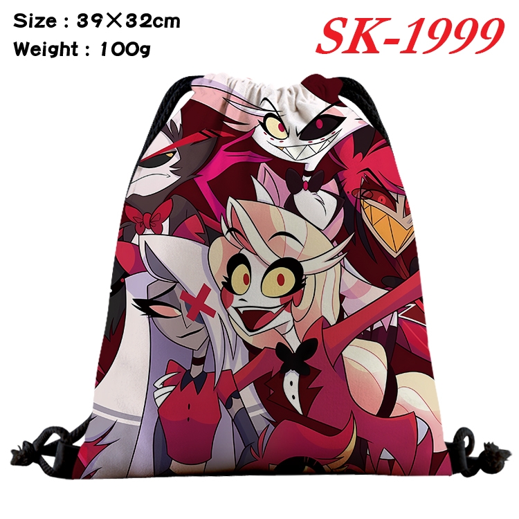 Hazbin Hotel cartoon Waterproof Nylon Full Color Drawstring Pocket 39x32cm 