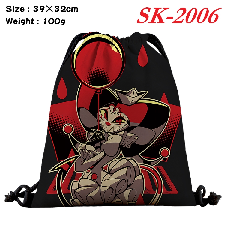 Hazbin Hotel cartoon Waterproof Nylon Full Color Drawstring Pocket 39x32cm 