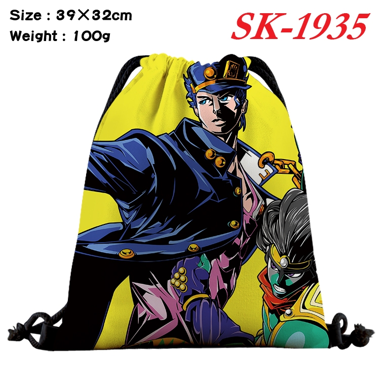 JoJos Bizarre Adventure cartoon Waterproof Nylon Full Color Drawstring Pocket 39x32cm 