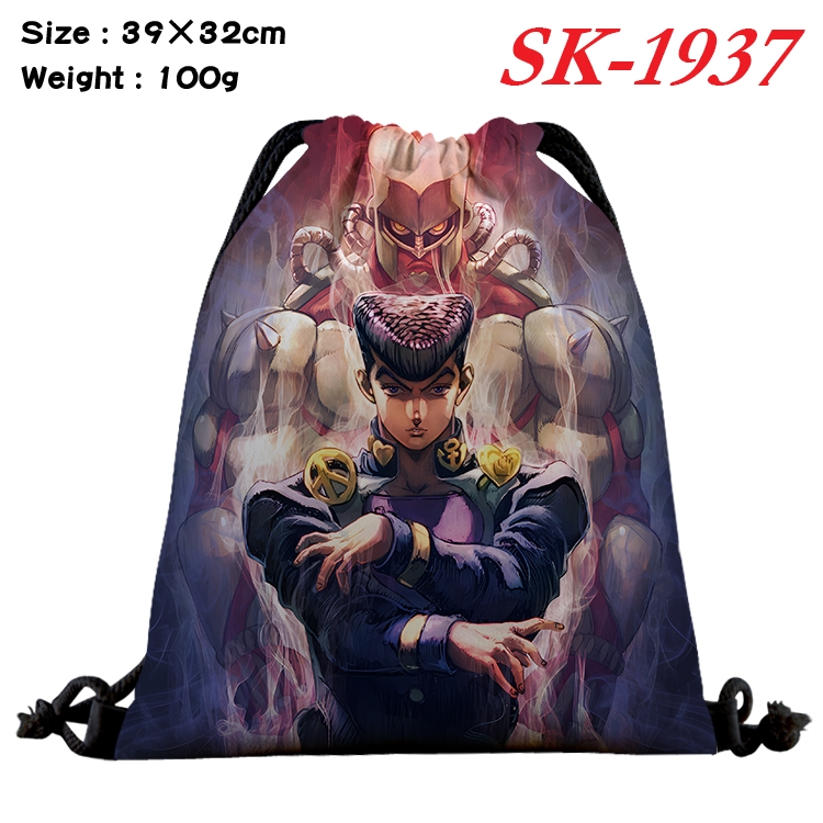 JoJos Bizarre Adventure cartoon Waterproof Nylon Full Color Drawstring Pocket 39x32cm 