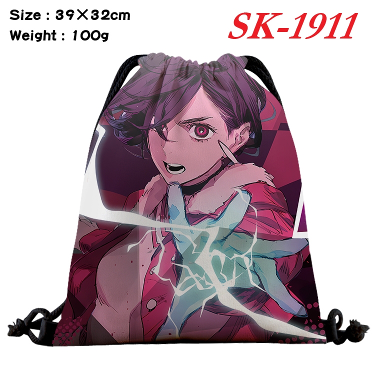 DANDADAN cartoon Waterproof Nylon Full Color Drawstring Pocket 39x32cm 