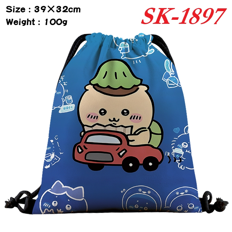 Chiikawa cartoon Waterproof Nylon Full Color Drawstring Pocket 39x32cm 