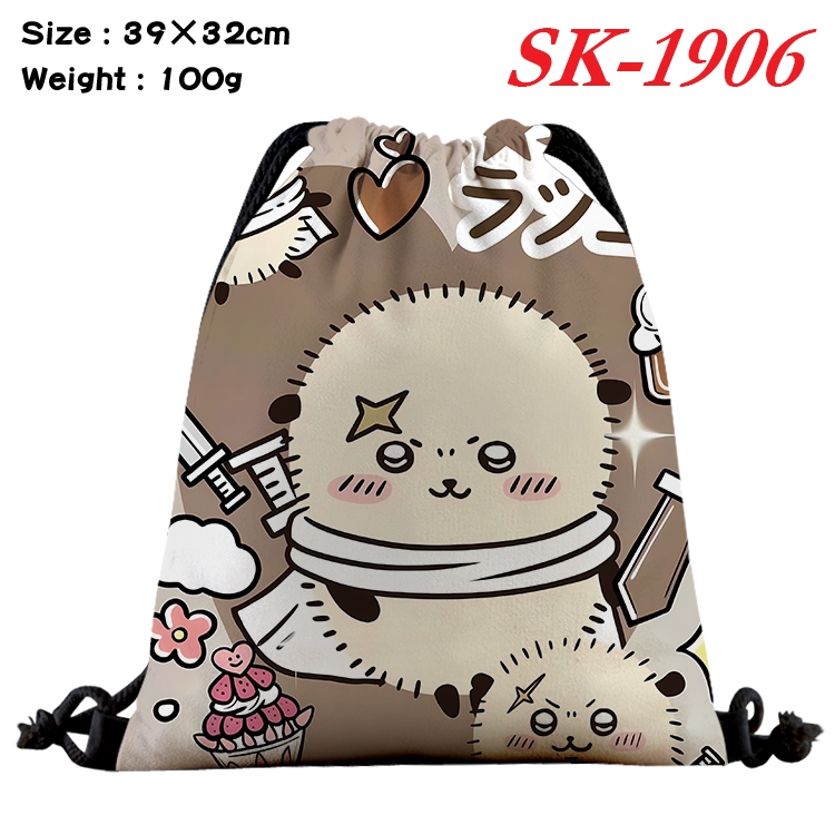Chiikawa cartoon Waterproof Nylon Full Color Drawstring Pocket 39x32cm 