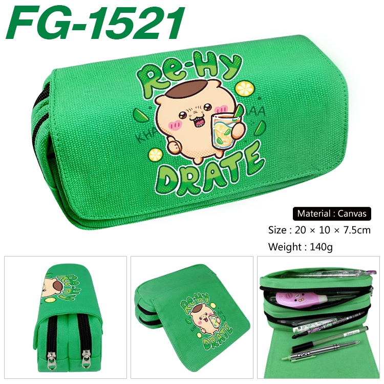 Chiikawa Anime Multi-Function Double Zipper Canvas Cosmetic Bag Pen Case 20x10x7.5cm