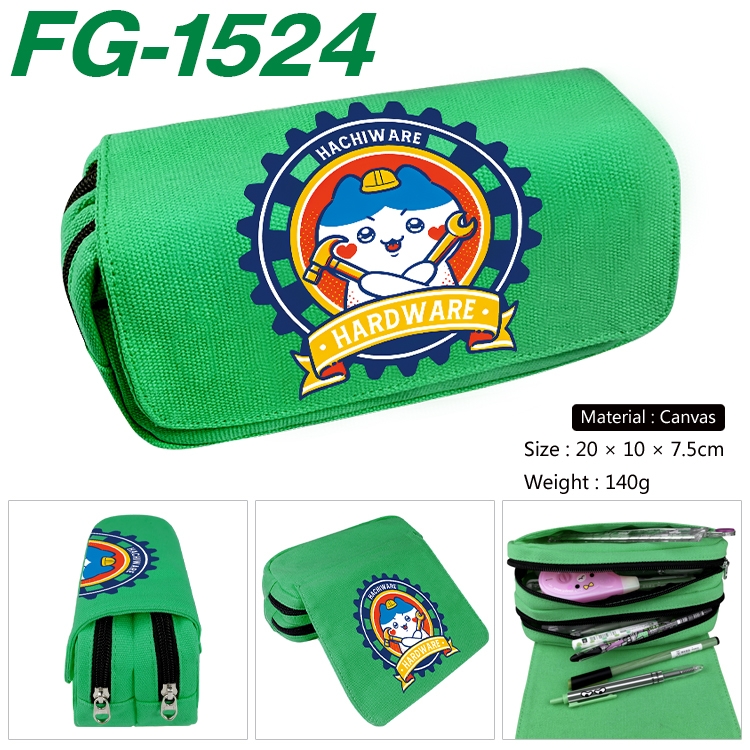 Chiikawa Anime Multi-Function Double Zipper Canvas Cosmetic Bag Pen Case 20x10x7.5cm