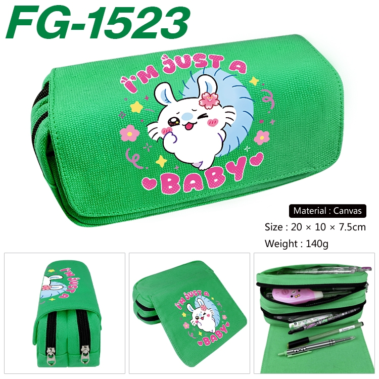 Chiikawa Anime Multi-Function Double Zipper Canvas Cosmetic Bag Pen Case 20x10x7.5cm