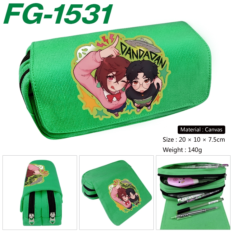 DANDADAN Anime Multi-Function Double Zipper Canvas Cosmetic Bag Pen Case 20x10x7.5cm