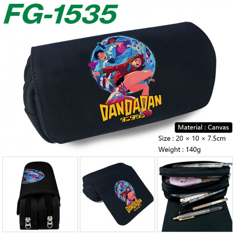 DANDADAN Anime Multi-Function Double Zipper Canvas Cosmetic Bag Pen Case 20x10x7.5cm