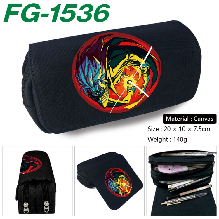 DANDADAN Anime Multi-Function Double Zipper Canvas Cosmetic Bag Pen Case 20x10x7.5cm