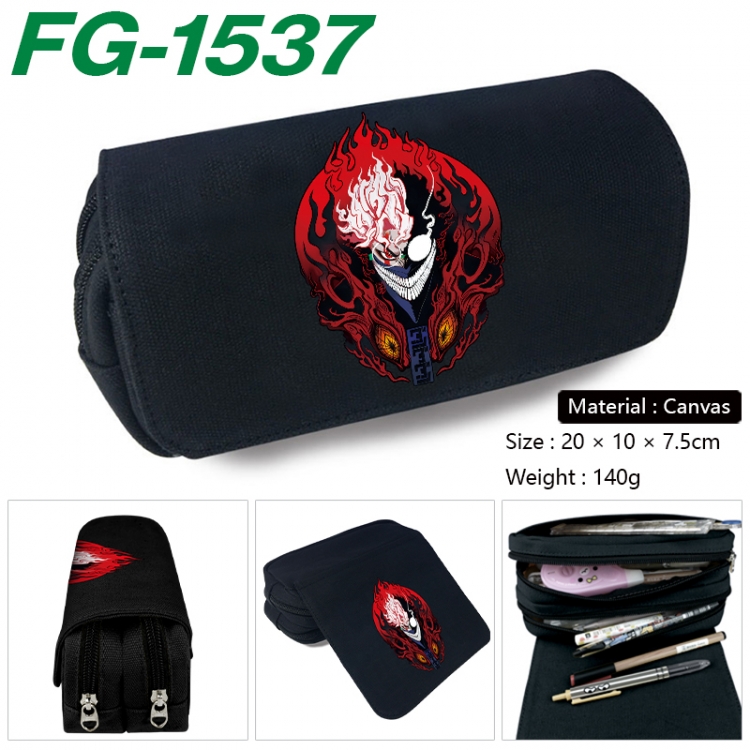 DANDADAN Anime Multi-Function Double Zipper Canvas Cosmetic Bag Pen Case 20x10x7.5cm