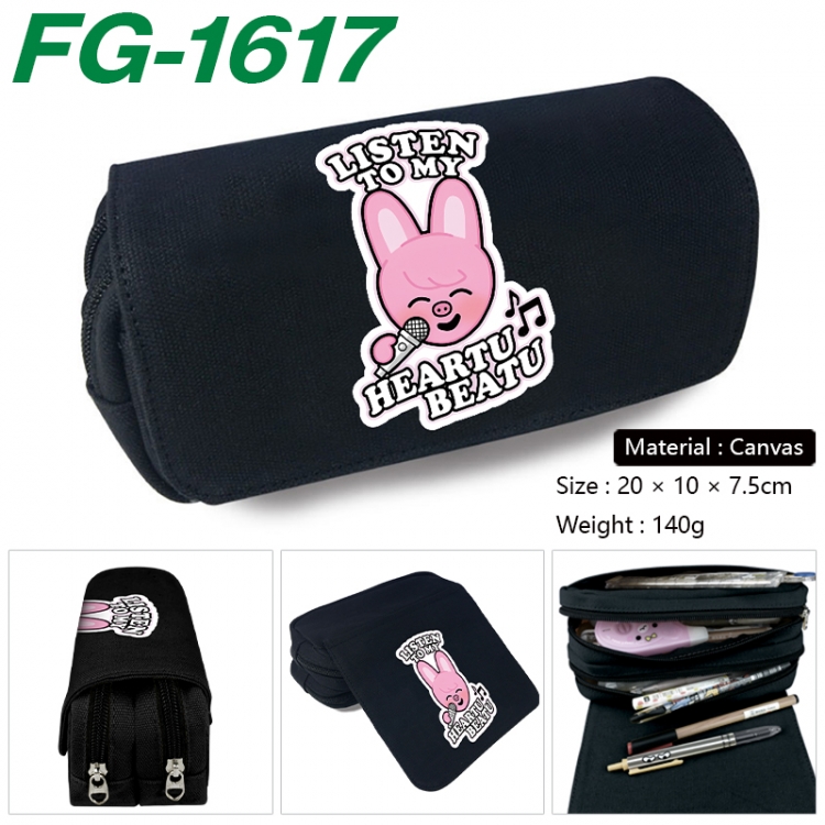 StrayKids Anime Multi-Function Double Zipper Canvas Cosmetic Bag Pen Case 20x10x7.5cm