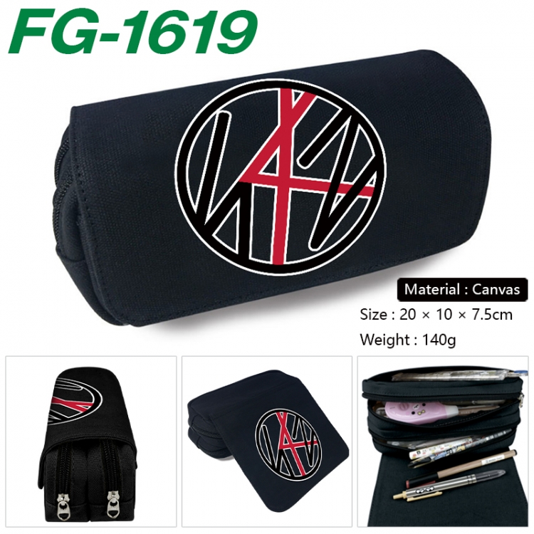 StrayKids Anime Multi-Function Double Zipper Canvas Cosmetic Bag Pen Case 20x10x7.5cm