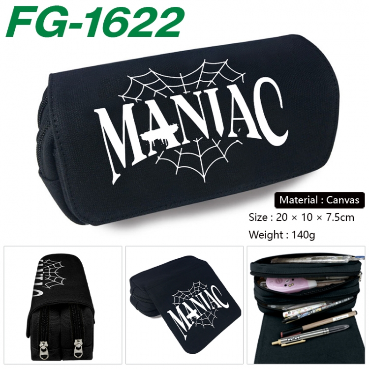 StrayKids Anime Multi-Function Double Zipper Canvas Cosmetic Bag Pen Case 20x10x7.5cm
