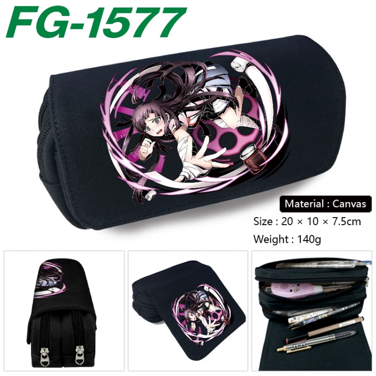 Dangan-Ronpa Anime Multi-Function Double Zipper Canvas Cosmetic Bag Pen Case 20x10x7.5cm