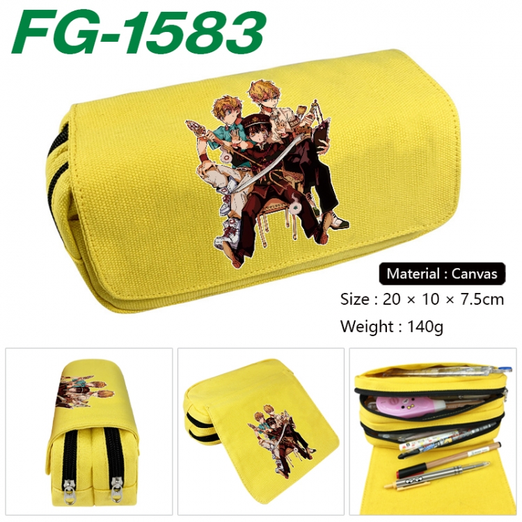 Toilet-bound Hanako-kun Anime Multi-Function Double Zipper Canvas Cosmetic Bag Pen Case 20x10x7.5cm